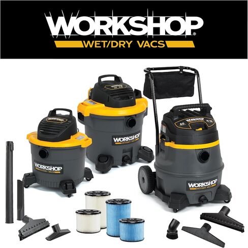 WORKSHOP Wet Dry Vacuum Bags WS01025F Shop Vacuum Bag Filter (3 أكياس مكنسة صغيرة مع حزام تمساح)، فلتر حقيبة لاختيار 2-1/2 جالون إلى 5 جالون مكنسة كهربائية in Kuwait
