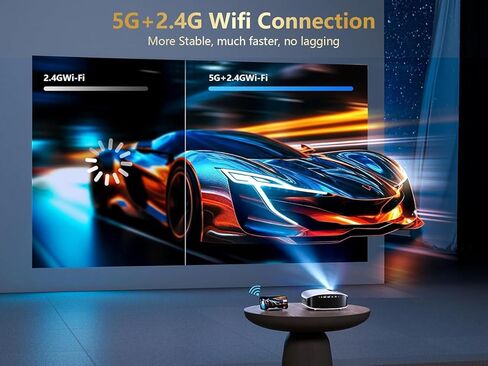 Goodee Projector 4K مع WiFi و Bluetooth مدعوم ، FHD 1080P MINI Projector لـ Moives في الهواء الطلق ، جهاز عرض فيديو 5G للمسرح المنزلي Dolby Audio Zoom Projector TV Stick PPT (YG600 Plus) in Kuwait