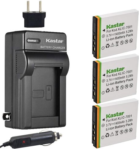 Kastar Battery (3-Pack) and Charger Kit for Kodak KLIC-7001 and Kodak EasyShare M320, M340, M341, M753 Zoom, M763, M853 Zoom, M863, M893 is, M1063, M1073 is, V550, V570, V610, V705, V750 Cameras in Saudi Arabia