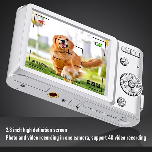 Digital Camera, 4K 50MP HD Vlogging Camera for Photography, 2.8 Inch LCD Screen, 16X Digital Zoom Autofocus Retro Compact Camera for Beginners (Pink) in Saudi Arabia
