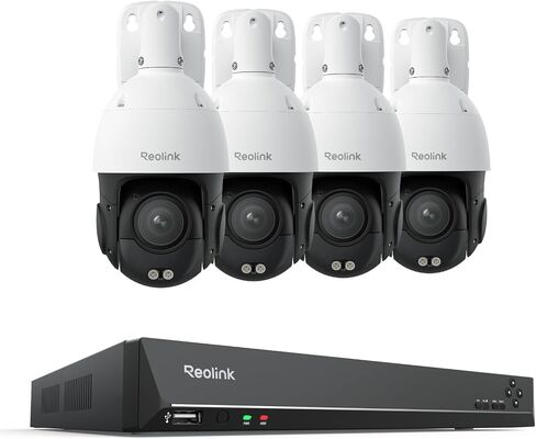 REOLINK 4K PTZ Surveillance System, 4Pcs 4K PoE Security Cameras with 3D 16X Optical Zoom RLC-823S2 Bundle with 16CH NVR RLN16-410, Secure 24/7 Local Storage, Auto Tracks, Human/Vehicle/Pet in Saudi Arabia