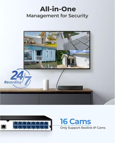 REOLINK 4K PTZ Surveillance System, 4Pcs 4K PoE Security Cameras with 3D 16X Optical Zoom RLC-823S2 Bundle with 16CH NVR RLN16-410, Secure 24/7 Local Storage, Auto Tracks, Human/Vehicle/Pet in Saudi Arabia