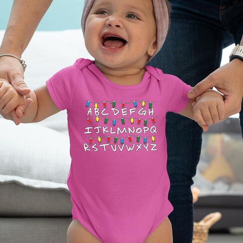 Alphabet Stranger Christmas Lights Infant One-Piece Bodysuit, Soft Cotton in Kuwait