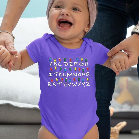 Alphabet Stranger Christmas Lights Infant One-Piece Bodysuit, Soft Cotton in Kuwait
