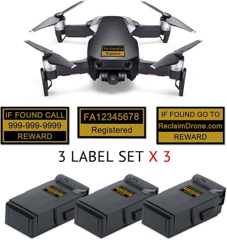 Mavic Air - حزمة تحديد الطائرات بدون طيار FAA - ملصقات (3 مجموعات من 3) in Kuwait