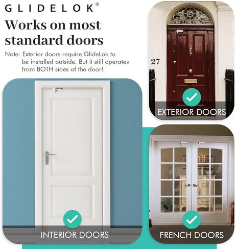 4 Pack – GlideLok Child Safety Door Top Lock | Access Lock from Either Side of The Door | for Interior & Exterior Doors | Metal Child Proof Door Lock (Not Plastic Like Others) in Saudi Arabia