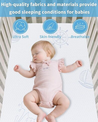 Pack and Play Mattress, 38"x26" Memory Foam Dual-Sided Pack N Play Mattress, Mini Travel Crib Mattresses for Playpen Playard with Removable and Washable Outer Cover in Saudi Arabia