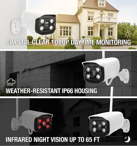 SC-5004NVR-KIT 4CH 1080p Camera Camera مع نظام كاميرا أمان مدمج 1 تيرابايت ، واي فاي ، ومقاوم للماء ، وصوت ثنائي الاتجاه ، والرؤية الليلية ، والوصول عن بُعد التطبيق ، وإخراج HDMI/VGA ، وميكروفون ومكبر صوت-داخلي/خارجي الاستخدام in Kuwait
