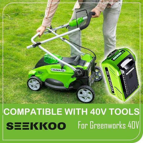 2025 New 6000mah 40V Lithium-ion Battery استبدال Greenworks 40V 29462 29472 29252 20202 25312 | متوافق مع جزازات العشب اللاسلكية ، المنفخات الثلجية ، أدوات الطاقة (حزمة واحدة) in Kuwait