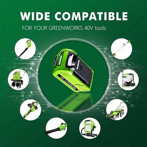 2025 New 6000mah 40V Lithium-ion Battery استبدال Greenworks 40V 29462 29472 29252 20202 25312 | متوافق مع جزازات العشب اللاسلكية ، المنفخات الثلجية ، أدوات الطاقة (حزمة واحدة) in Kuwait