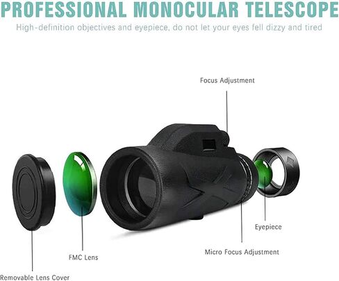 80 X 100 High Magnification High List Monoculars Telescopes, Equipped with Smartphone Holder and Tripod Waterproof Telescope, Used for Bird Watching, Travel in Saudi Arabia