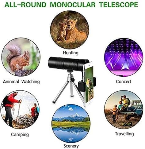 10-300 × 40 ملم تلسكوب أحادي HD للبالغين ، تلسكوب أحادي HD مقاوم للماء مع حادة مع حامل الهواتف الذكية وترايبود ، لمشاهدة الطيور. in Saudi Arabia
