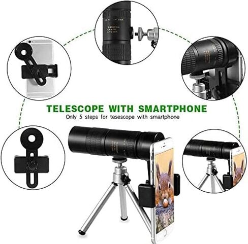 10-300 × 40 ملم تلسكوب أحادي HD للبالغين ، تلسكوب أحادي HD مقاوم للماء مع حادة مع حامل الهواتف الذكية وترايبود ، لمشاهدة الطيور. in Saudi Arabia