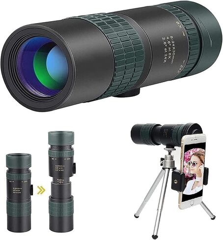 Monocular Telescope with Phone Holder Tripod for Adults, 8-24x30 HD High Power Waterproof Lightweight Monocular Scope with Clear for Bird Watching Hiking Travel Camping in Saudi Arabia