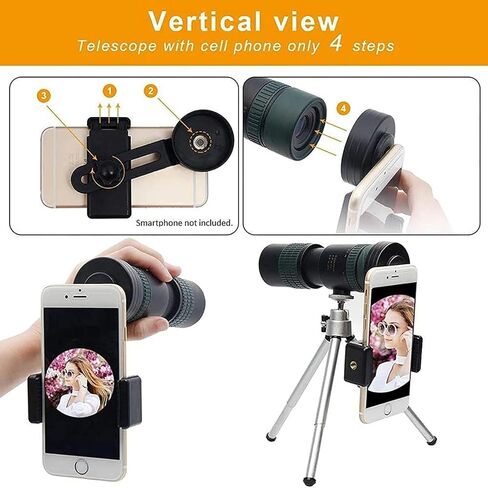 Monocular Telescope with Phone Holder Tripod for Adults, 8-24x30 HD High Power Waterproof Lightweight Monocular Scope with Clear for Bird Watching Hiking Travel Camping in Saudi Arabia