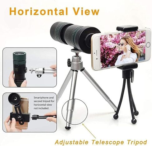 Monocular Telescope with Phone Holder Tripod for Adults, 8-24x30 HD High Power Waterproof Lightweight Monocular Scope with Clear for Bird Watching Hiking Travel Camping in Saudi Arabia