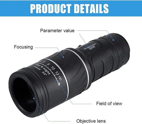 تلسكوب أحادي ، 16 × 52 FMC عالي الوضوح أحادي مع BAK4 PRISM 66M / 8000M للمشي لمسافات طويلة ، ومشاهدة المعالم السياحية ، والكرة الحفلات الموسيقية ، والتخييم ، in Saudi Arabia