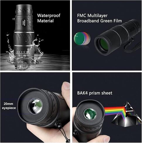 تلسكوب أحادي ، 16 × 52 FMC عالي الوضوح أحادي مع BAK4 PRISM 66M / 8000M للمشي لمسافات طويلة ، ومشاهدة المعالم السياحية ، والكرة الحفلات الموسيقية ، والتخييم ، in Saudi Arabia