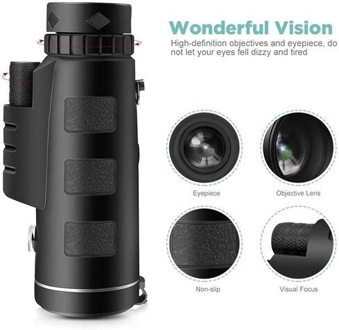 BAK4 Ultra Ultra Optics Prism النطاق أحادي العين مع/حامل الهاتف الذكي/ترايبود قابل للتعديل لمشاهدة الطيور/المعالم السياحية/المشي لمسافات طويلة ، 40 × 60 تلسكوب أحادي in Saudi Arabia