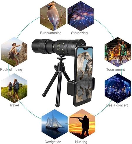 4K 10-300X40mm Monoculars Telescope, BAK4 Prism,FMC Lens, HD Waterproof Super Telephoto Zoom Monocular Telescope with Tripod for Bird Watching/Camping/Travelling/Hiking in Saudi Arabia