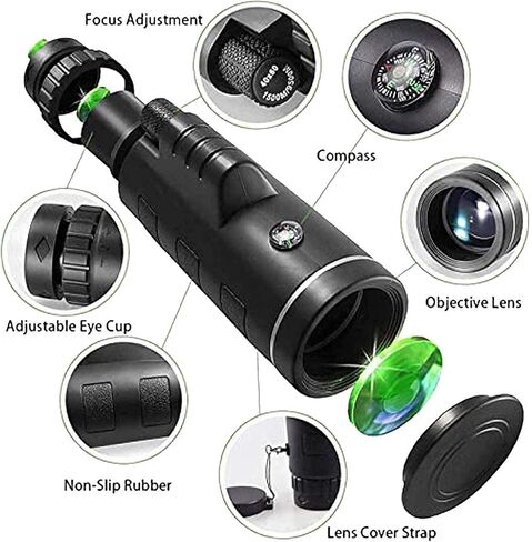 Telescope 40X60 Monocular Telescope for Adults, Hd High Power Bak4 Prism Waterproof Pocket Compact Monocular Scope with Smartphone Adapter Tripod for Birdwatching Hiking Camping Seeing in Saudi Arabia