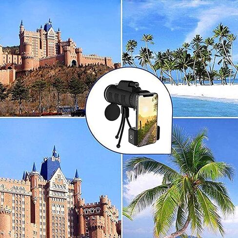Telescope 40X60 Monocular Telescope for Adults, Hd High Power Bak4 Prism Waterproof Pocket Compact Monocular Scope with Smartphone Adapter Tripod for Birdwatching Hiking Camping Seeing in Saudi Arabia