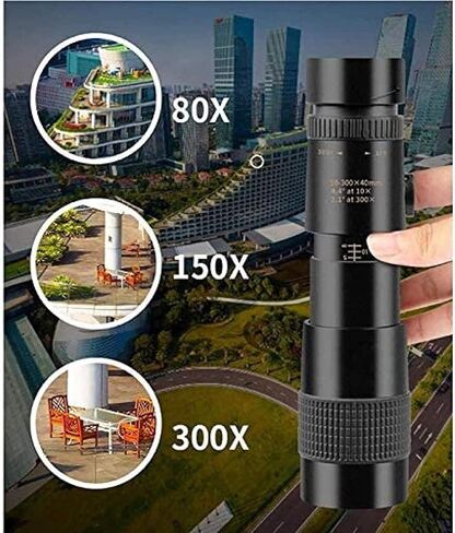 تلسكوب أحادي ، نطاق كبير ، تلسكوب محترف 10-300x HD 10000 متر مع الإنسان الحادي الطابع للهاتف الذكي ، in Kuwait