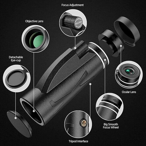 Monocular Telescope, 12×50 High-Power Prism HD Bifocal Monocular Telescope Portable Waterproof Anti-Fog Monocular Telescope with Smart Phone Holder Tripod Suitable for Bird Watching Camping Trip in Saudi Arabia