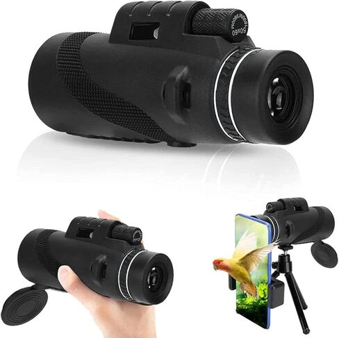 50 * 60mm High Definition Monocular Telescope with Smartphone Holder and Tripod, Compact Portable Waterproof Optical Glasses Monocular Telephoto Lens for Bird Watching Seeing in Saudi Arabia