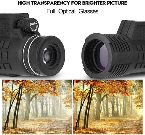 50 * 60mm High Definition Monocular Telescope with Smartphone Holder and Tripod, Compact Portable Waterproof Optical Glasses Monocular Telephoto Lens for Bird Watching Seeing in Saudi Arabia