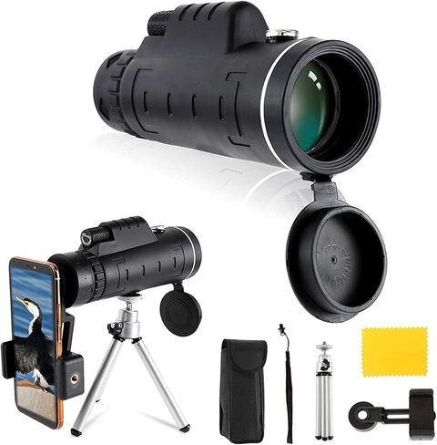 BAK4 HD Optics Prism Dual Focus Monocular Telescope, 40x60 Scope with Day & Low Scope with Smartphone Holder Adjustable Tripod in Saudi Arabia
