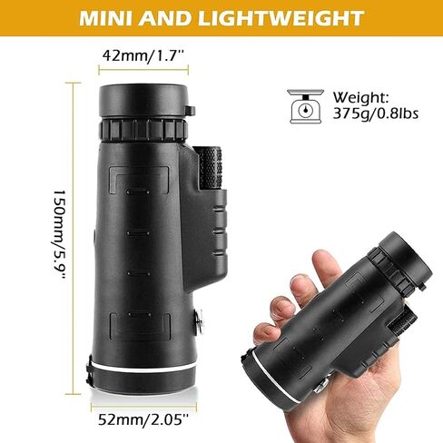 BAK4 HD Optics Prism Dual Focus Monocular Telescope, 40x60 Scope with Day & Low Scope with Smartphone Holder Adjustable Tripod in Saudi Arabia