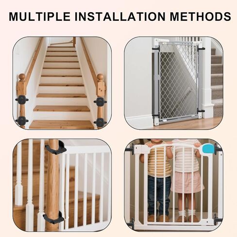2pcs Baby Gate Banister Adapters, Black No-Drill Mounting Accessories Universal Stairway Baby Gate Mounting Kit for Round Square Railings in Saudi Arabia