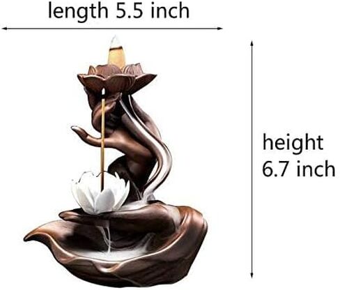 Fashion&Man Elegant Lotus Incense Burner Waterfall Incense Holder Ceramic Censer Handicrafts, Aromatherapy for Home Decor, Office, Yoga, Meditation, Relaxation+20pcs Backflow Incense Cones, Pattern 1 in Saudi Arabia