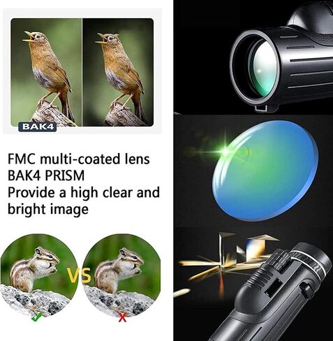 Monocular Telescope Mobile Phone 40x60 Binoculars Adults for Smartphone High Definition Zoom Wide Angle Telescope BAK4 FMC Lightweight with Mobile Phone Holder Tripod in Saudi Arabia