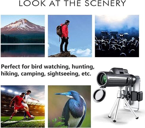 Monocular Telescope Mobile Phone 40x60 Binoculars Adults for Smartphone High Definition Zoom Wide Angle Telescope BAK4 FMC Lightweight with Mobile Phone Holder Tripod in Saudi Arabia