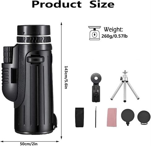 Monocular Telescope Mobile Phone 40x60 Binoculars Adults for Smartphone High Definition Zoom Wide Angle Telescope BAK4 FMC Lightweight with Mobile Phone Holder Tripod in Saudi Arabia