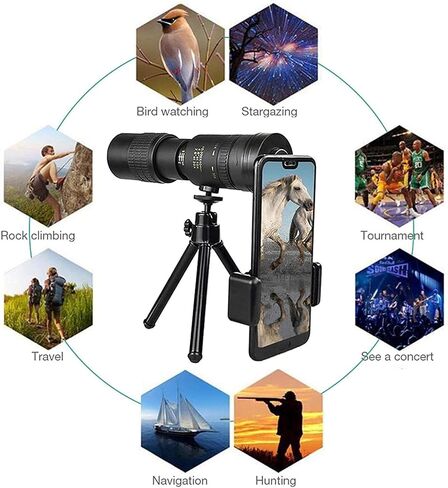 4K 10-300X40mm Monoculars Telescope, BAK4 Prism,FMC Lens, HD Waterproof Super Telephoto Zoom Monocular Telescope with Tripod for Bird Watching/Camping/Travelling/ in Saudi Arabia