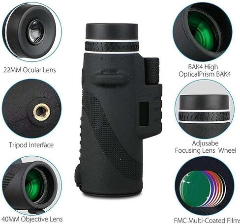 50x60 Monoculars 50 Times Dual Focus Monocular Telescope for Smartphone with Phone Clip Tripod Monocular Telescope Waterproof Camping Phone Telescope in Saudi Arabia