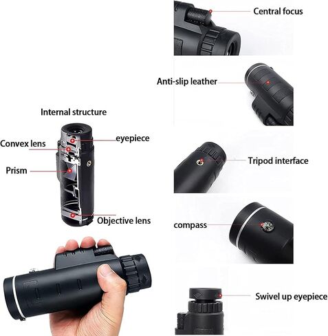 50x60 Monoculars 50 Times Dual Focus Monocular Telescope for Smartphone with Phone Clip Tripod Monocular Telescope Waterproof Camping Phone Telescope in Saudi Arabia