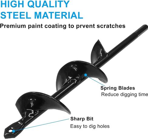 Garden Auger Drill Bit for Planting, 1.8x14.5 Inch Garden Auger Spiral Drill Bit for 3/8" Hex Drive Drill, Black in Saudi Arabia