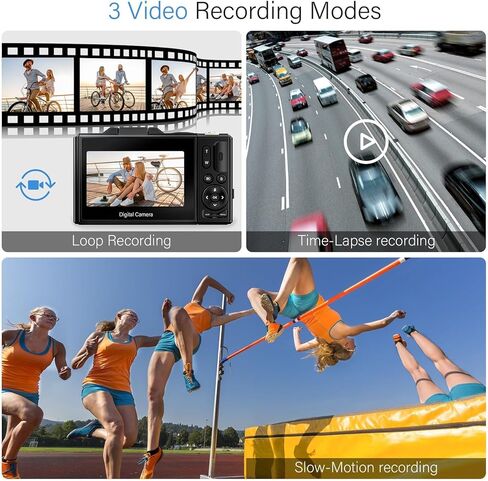 4K Digital Camera - 64MP UHD Auto-Focus Digital Cameras for Photography - 18X Zoom Vlogging Camera for YouTube with 32GB SD Card - 3.0-inch 180° Flip Screen Compact Digital Camara in Saudi Arabia