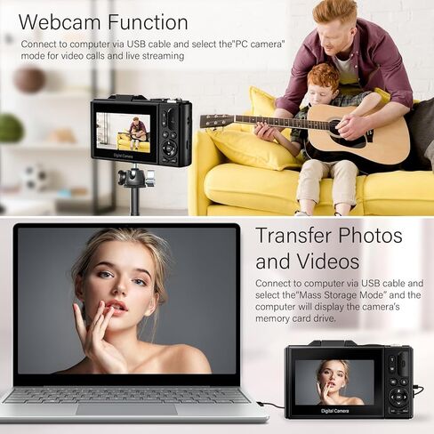 4K Digital Camera - 64MP UHD Auto-Focus Digital Cameras for Photography - 18X Zoom Vlogging Camera for YouTube with 32GB SD Card - 3.0-inch 180° Flip Screen Compact Digital Camara in Saudi Arabia
