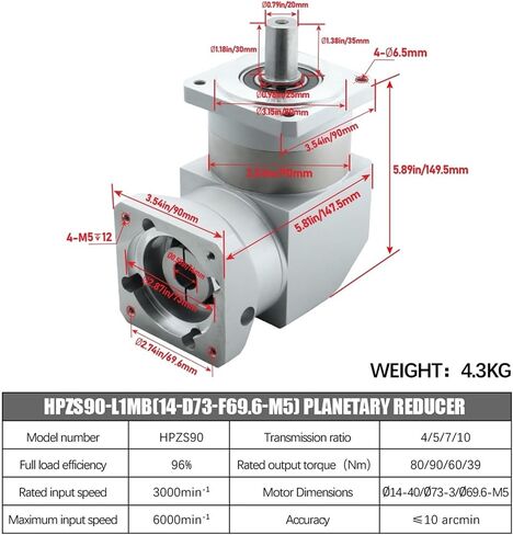 HPZS90 Right Angle 90 Degree Planetary Reducer Gearbox With 14 19mm Input For Engraver Nema34 Stepper Motor 80ST Servo (Color : 19 Input For Servo, Size : 50 to 1) in Saudi Arabia