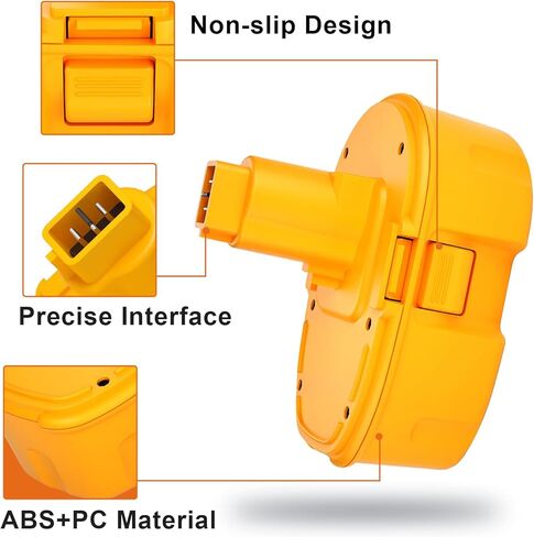 2packs 3600mah DC9096 بطارية واستبدال الشاحن DC9310 لبطارية DEWALT 18V XRP NI-MH DC9098 DC9099 DW9096 DW9098 DW9099 متوافقة مع أدوات الطاقة اللاسلكية 18 فولت 18 فولت (أصفر) in Kuwait