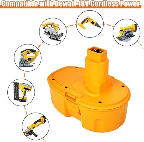 2packs 3600mah DC9096 بطارية واستبدال الشاحن DC9310 لبطارية DEWALT 18V XRP NI-MH DC9098 DC9099 DW9096 DW9098 DW9099 متوافقة مع أدوات الطاقة اللاسلكية 18 فولت 18 فولت (أصفر) in Kuwait