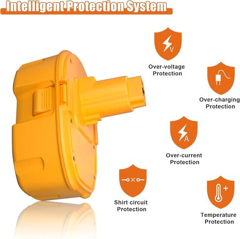 2packs 3600mah DC9096 بطارية واستبدال الشاحن DC9310 لبطارية DEWALT 18V XRP NI-MH DC9098 DC9099 DW9096 DW9098 DW9099 متوافقة مع أدوات الطاقة اللاسلكية 18 فولت 18 فولت (أصفر) in Kuwait