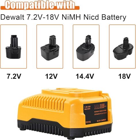2packs 3600mah DC9096 بطارية واستبدال الشاحن DC9310 لبطارية DEWALT 18V XRP NI-MH DC9098 DC9099 DW9096 DW9098 DW9099 متوافقة مع أدوات الطاقة اللاسلكية 18 فولت 18 فولت (أصفر) in Kuwait