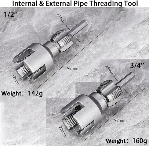 أداة خيط الأنابيب الخارجية الداخلية Yahesicm ، 1/2 '' 3/4 '' يموت PVC الأنبوب البلاستيكي مجموعة الأنبوب مزدوج الوظيفة لخيط القطع الحفر in Kuwait