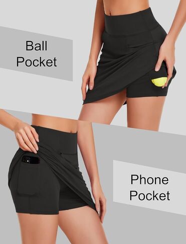 COOrun Women's Skorts Athletic Skirts with Pockets Knee Length Built-in Shorts Casual Skirt for Golf Tennis Workout (XS-3XL) in Kuwait